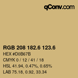 カラーコード: RGB 208 182.6 123.6 | qconv.com