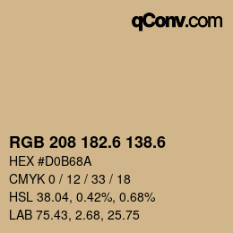 カラーコード: RGB 208 182.6 138.6 | qconv.com