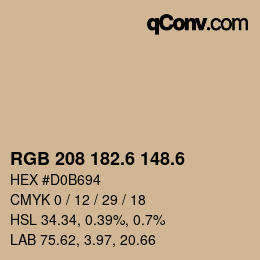 カラーコード: RGB 208 182.6 148.6 | qconv.com