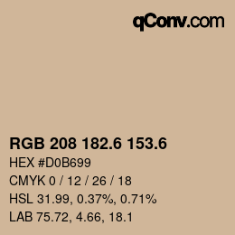 カラーコード: RGB 208 182.6 153.6 | qconv.com