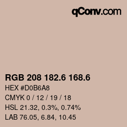 カラーコード: RGB 208 182.6 168.6 | qconv.com