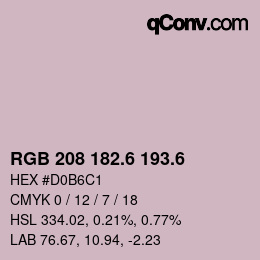カラーコード: RGB 208 182.6 193.6 | qconv.com
