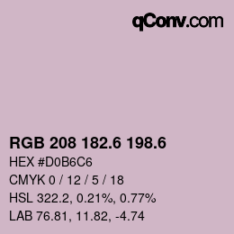 カラーコード: RGB 208 182.6 198.6 | qconv.com