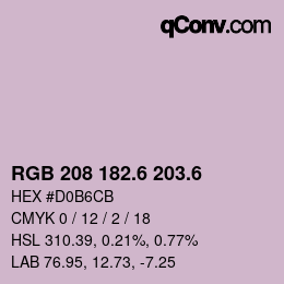 カラーコード: RGB 208 182.6 203.6 | qconv.com