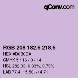 カラーコード: RGB 208 182.6 218.6 | qconv.com