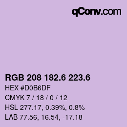 カラーコード: RGB 208 182.6 223.6 | qconv.com