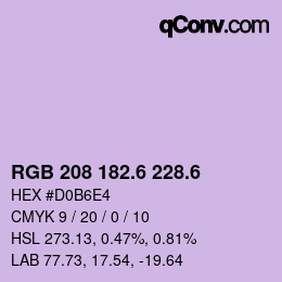 カラーコード: RGB 208 182.6 228.6 | qconv.com