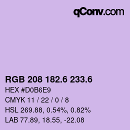 カラーコード: RGB 208 182.6 233.6 | qconv.com