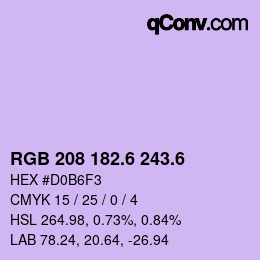 カラーコード: RGB 208 182.6 243.6 | qconv.com