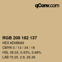 Color code: RGB 208 182 137 | qconv.com