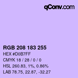 Color code: RGB 208 183 255 | qconv.com