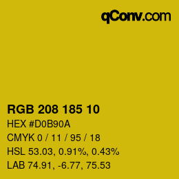 Color code: RGB 208 185 10 | qconv.com