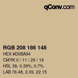 Color code: RGB 208 186 148 | qconv.com