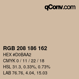 Color code: RGB 208 186 162 | qconv.com