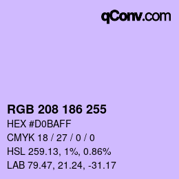 Color code: RGB 208 186 255 | qconv.com