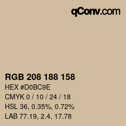 Color code: RGB 208 188 158 | qconv.com