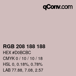 Color code: RGB 208 188 188 | qconv.com