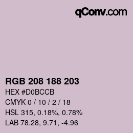 颜色代码: RGB 208 188 203 | qconv.com