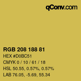 Color code: RGB 208 188 81 | qconv.com