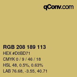 颜色代码: RGB 208 189 113 | qconv.com