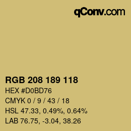 颜色代码: RGB 208 189 118 | qconv.com