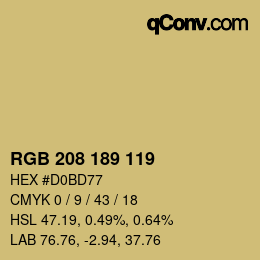 颜色代码: RGB 208 189 119 | qconv.com