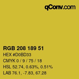 Color code: RGB 208 189 51 | qconv.com