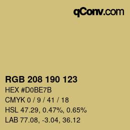 Code couleur: RGB 208 190 123 | qconv.com