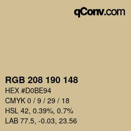 Farbcode: RGB 208 190 148 | qconv.com