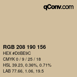 Color code: RGB 208 190 156 | qconv.com