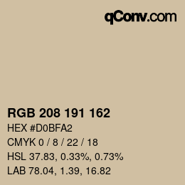 Color code: RGB 208 191 162 | qconv.com