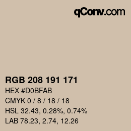 Color code: RGB 208 191 171 | qconv.com