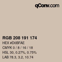 Código de color: RGB 208 191 174 | qconv.com