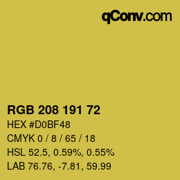 Código de color: RGB 208 191 72 | qconv.com