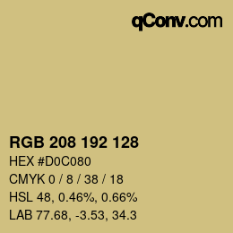 カラーコード: RGB 208 192 128 | qconv.com