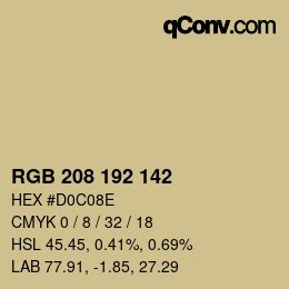 カラーコード: RGB 208 192 142 | qconv.com