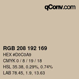 Color code: RGB 208 192 169 | qconv.com