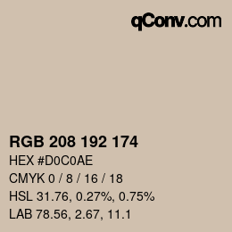 Código de color: RGB 208 192 174 | qconv.com