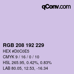 Color code: RGB 208 192 229 | qconv.com