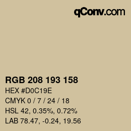 Color code: RGB 208 193 158 | qconv.com