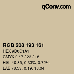 颜色代码: RGB 208 193 161 | qconv.com