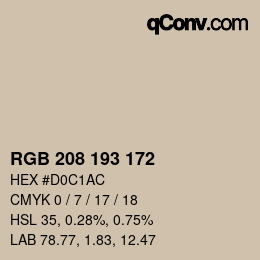 Color code: RGB 208 193 172 | qconv.com