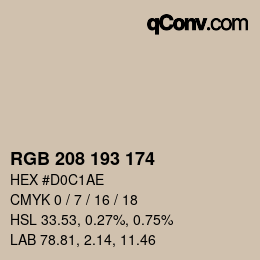 Color code: RGB 208 193 174 | qconv.com