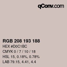Color code: RGB 208 193 188 | qconv.com