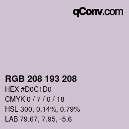 カラーコード: RGB 208 193 208 | qconv.com