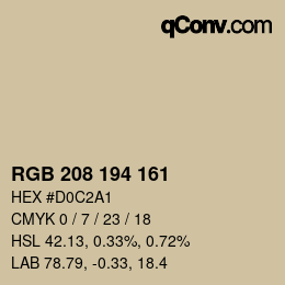 カラーコード: RGB 208 194 161 | qconv.com