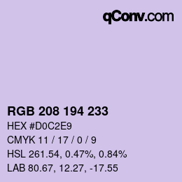 Color code: RGB 208 194 233 | qconv.com