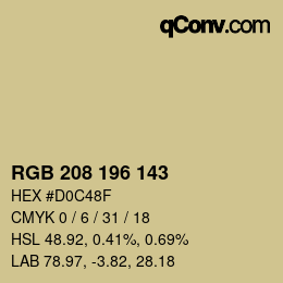 Color code: RGB 208 196 143 | qconv.com