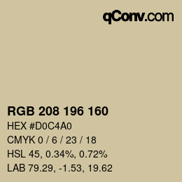 カラーコード: RGB 208 196 160 | qconv.com