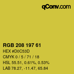 Farbcode: RGB 208 197 61 | qconv.com